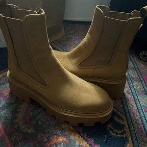 Zara tan lugg boots size 9, wore once